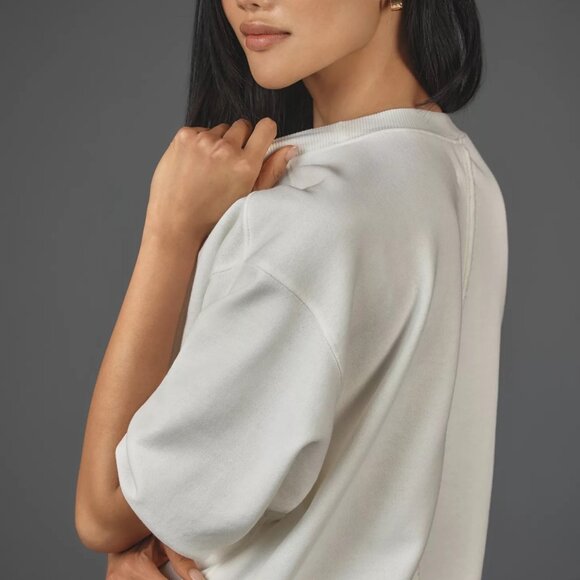 Anthopologie The Niki Bubble Sweatshirt by Pilcro Vanilla M $68 - Picture 3 of 5